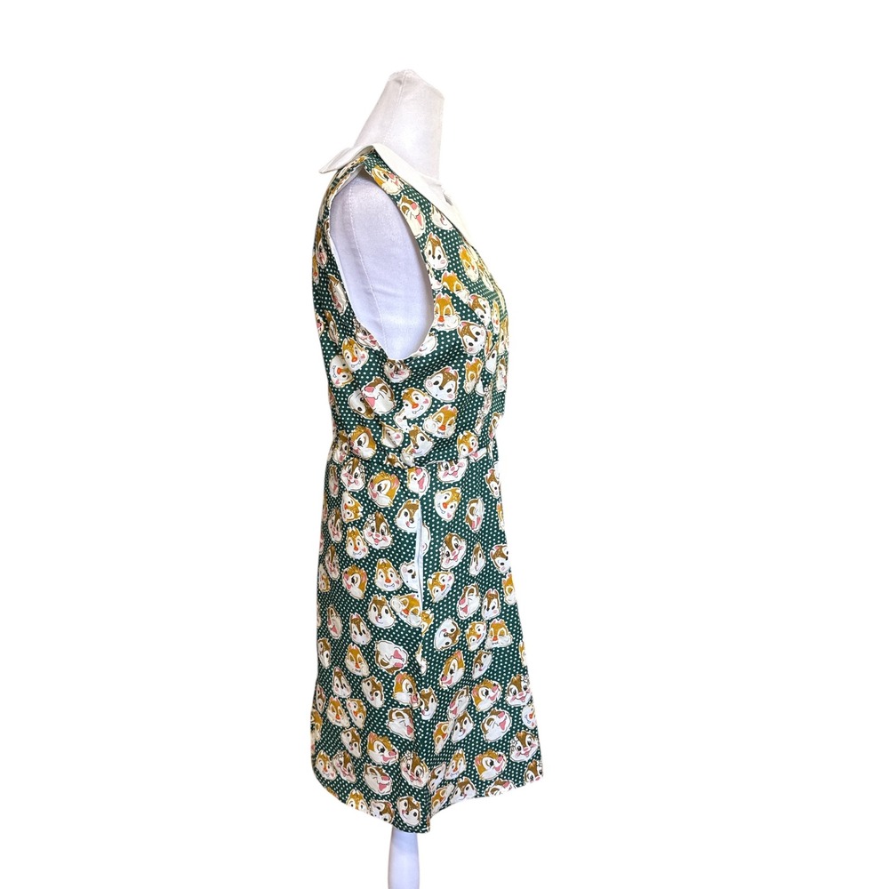 Tulip B Chip n Dale Peter Pan Collar Dress Green Polka Dot JPJD647 Womens Medium - Picture 3 of 7